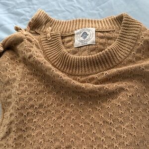 Scoop Neck Pointelle Sweater in Camel